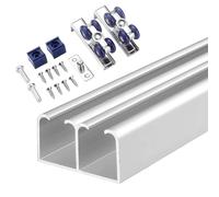 Binario per Porta Scorrevole Guida in Alluminio per Ante Doppie, Kit Ferramenta per Binario Bypass per Mobile, Set di Binari per Ante Scorrevoli con Montaggio Superiore(Silver,120cm(47.2in))