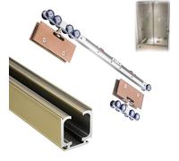 Binario per porta scorrevole in alluminio con meccanismo di chiusura ammortizzata, lunghezze personalizzabili, kit hardware per porta del fienile bypass per armadio
