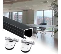 Binario per porta scorrevole in vetro commerciale, Binari guida per porta scorrevole da patio, Kit hardware per porta tascabile con accessori di montaggio, Binario per porta interna del fienile (Nero,