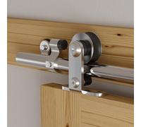 Binario per Porta Scorrevole Inox 152cm Kit Porta Scorrevole Nera per 1 Porte Scorrevoli Interno Esterno Muro 76cm Larga, Acciaio Inossidabile T Forma