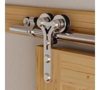 Binario per Porta Scorrevole Inox 183cm Kit Porta Scorrevole Nera per 1 Porte Scorrevoli Interno Esterno Muro 91cm Larga, Acciaio Inossidabile Y Forma