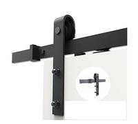 Binario per Porta Scorrevole Kit, 4. 9FT / 6FT / 6.6FT / 8FT Kit da incasso in legno rustico in acciaio al carbonio(200cm(6.6ft) kit)
