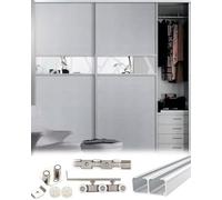 Binario per Porta Scorrevole Kit Binario per Ante Scorrevoli per Armadietti, 90 110 180 300 cm, Rotella di Ricambio per Guide per Ante a Soffietto per Armadietti, Canale(2.6m/8.5ft)