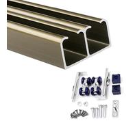 binario per porta scorrevole Kit Binario per Porta Scorrevole a Scomparsa Da Soffitto, Binario Porta Scorrevole Doppia Ad Alta Resistenza, Kit Ferramenta Porta Scorrevole(Champagne,190cm/74.8in)