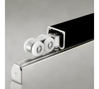 Binario per porta scorrevole Kit Binario Scorrevole Per Porta Segreta, Ferramenta Per Porte Pieghevoli A 12 Ruote Per Impieghi Gravosi Con Binari(Black,235cm/7.7ft)