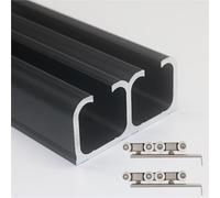 Binario per porta scorrevole Kit Di Binari Per Ferramenta Per Porta Scorrevole Doppia Da 3, 4, 2, 1, 6 Metri Per Esterni, Ferramenta Per Porta A Scomparsa Con Montaggio A Soffitto(Black,16ft/487.7cm)