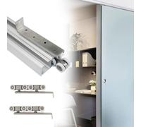 Binario per porta scorrevole Kit Di Binari Per Ferramenta Per Porta Scorrevole Doppia Da 3, 4, 2, 1, 6 Metri Per Esterni, Ferramenta Per Porta A Scomparsa Con Montaggio A Soffitto(Silver,18ft/548.6cm)