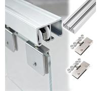 Binario Per Porta Scorrevole Kit Di Binari Per Porte In Vetro Acrilico, Binario Doppio In Alluminio Per Armadio/Studio/Ufficio - Binario Per Porte Scorrevoli A Scomparsa Con Ferramenta(2.2m)