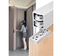 Binario per Porta Scorrevole Kit di Binari per Porte Scorrevoli A Soffietto, Kit di Binari per Armadi Pieghevoli, Guida per Porta A Zanzariera per Patio A 2 o 4 Ante(4-door,3250mm/128 inch)