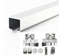 binario per porta scorrevole Kit di binari per porte scorrevoli doppie per impieghi gravosi, binari per porte da fienile con binario a scatola, kit per porte fantasma nascoste(Single,10.2ft/3.1m)