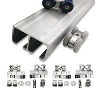 binario per porta scorrevole Kit di binari per porte scorrevoli doppie per impieghi gravosi, binari per porte da fienile con binario a scatola, kit per porte fantasma nascoste(Double,13.8ft/4.2m)