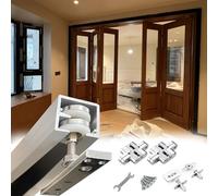 Binario per Porta Scorrevole Kit di Binari per Porte Scorrevoli Pieghevoli, Set di Meccanismi per Porte Scorrevoli con Binario a Scatola per Montaggio a Soffitto(88inch/224cm)