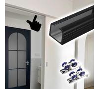 binario per porta scorrevole Kit di Binari per Porte Scorrevoli Resistenti, Set di Binari per Porte Scorrevoli Silenziose, Ferramenta per Porte Scorrevoli 2 mm Spessore(Black,200cm/78.7in)
