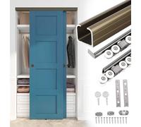 Binario per Porta Scorrevole Kit di Ferramenta e Binari per Ante Scorrevoli per Armadio, Ferramenta per Anta Bypass per Mobile, Montaggio Superiore, Rullo Appendiabiti a Binario Singolo(185cm(73in))
