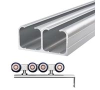 Binario per porta scorrevole Kit Di Ferramenta E Binari Per Porte Scorrevoli Nascoste, Ricambio Binario In Alluminio Con 8 Ruote Rulli In Nylon Per Armadi/credenziali, Per A Soffietto(19.5ft/595cm)