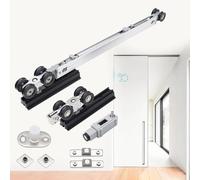 Binario per Porta Scorrevole Kit di Ferramenta per Porte Scorrevoli a Scomparsa con Apertura a Spinta, Kit Binario per Porta Scorrevole Ghost con Chiusura Ammortizzata(14.9ft(454.2cm))