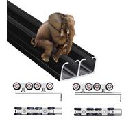 Binario per porta scorrevole Kit Di Ferramenta Porta Scorrevole A Doppio Binario, Scatola Soffitto Tagliabile, Carico 60 Kg/132 libbre, Set Binari Porte Scorrevoli Bypass(Black,340cm/11.2')