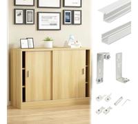 Binario per Porta Scorrevole Kit di Guide per Ante di Armadietti Sospesi Senza Binari, Kit di Ferramenta per Ante Nascoste Ante Spessore 18-25 mm, Guide Lisce Ante Librerie(250cm(98 3/8"))