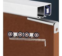 Binario per porta scorrevole Kit Ferramenta Per Porta Da Fienile Bypass, system Di Binari Nascosti In Alluminio Impieghi Gravosi, Montaggio A Parete E Soffitto Con 8 Ruote(490cm/16.1ft)