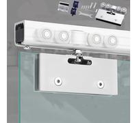Binario per Porta Scorrevole Kit per Porta Scorrevole in Vetro Senza Telaio, Set per Porta Scorrevole a Scomparsa con Montaggio a Soffitto, Porta Scorrevole in Vetro per Armadio per Bagno, Balcone, St