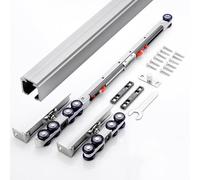 Binario per Porta Scorrevole Kit Porta Scorrevole con Sistema Soft Close Ammortizzato Kit Ferramenta Binari per Porte Scorrevoli da Interno per Armadi, Fino a 80 kg(Silver white,2.5 m/98.4 in)