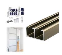 binario per porta scorrevole Porta Scorrevole Scorrevole A Doppio Binario con Ferramenta, Binario per Porta Bypass per Armadio Silenzioso e Resistente Porte in Legno(Champagne,100cm/39.4in)