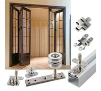 Binario per Porta Scorrevole Set di Ferramenta per Porte a Soffietto per Armadi, Binario per Porte Scorrevoli a Soffietto per Interni, Ferramenta per Ante di Armadi(84in/7ft/213.4cm for 4 Doors)