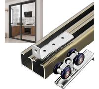 Binario per porta scorrevole, sistema a doppia porta scorrevole, con 4 | Sistema ad alte prestazioni, sospensione a 4 rulli, per porte di spessore 18-25 mm, facile montaggio (champagne