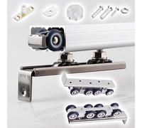 binario per porta scorrevole Sistema di Binari per Porte A Scomparsa, Sostituzione Binari per Porte Scorrevoli, Kit Hardware per Doppia Porta Armadio con Montaggio Superiore(Silver,60in/152cm)