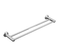 Binario per portasciugamani doppio in acciaio inossidabile 70 cm Portasalviette spazzolato a parete per bagno e cucina argento