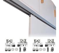 Binario per porte scorrevoli, Binario for porta scorrevole bypass con meccanismo di chiusura ammortizzata, set di binari in alluminio, diverse misure, 2-10 piedi(Double,7 FT/2.13 m)
