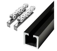 Binario per porte scorrevoli, Binario for porta scorrevole, puleggia, telaio in alluminio, 3 mm, multicolore, diverse misure(Black,360cm/11.8ft)