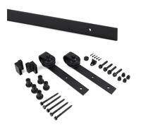 Binario per Porte Scorrevoli con Kit di Accessori 200 cm in Acciaio Emuca Nero