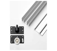 Binario per porte scorrevoli, Kit ferramenta for porta scorrevole a scomparsa, binario in alluminio multicolore, diverse misure for porta singola larga 18-25 mm(Grey,50cm)