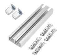 Binario per porte scorrevoli, Kit ferramenta for porte scorrevoli, binario montato a soffitto con 8 ruote, set di ganci, guida a pavimento, diverse misure, confezione da 1 set(40 in/101.6 cm)