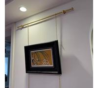 Binario Per Quadri Set Ganci E Catene Binario Quadri Dorati, Kit Regolabile In Ottone Appendere Quadri, Gancio Modanatura Binario Quadri Decorazione Della Casa(3.0m/9.8' rail,2m/6.6' chain)