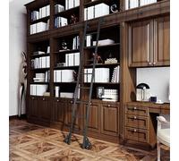 Binario per Scala Mobile in Tubo Rotondo da 3,3 Piedi-20 Piedi, Kit Hardware per Scala per Libreria Rotante, Hardware per Binario Scorrevole per Scala Scorrevole per Loft, 6.6ft/200cm Track Kit