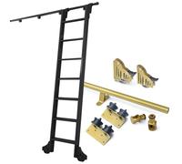 Binario per scala mobile per ufficio in mansarda, kit di ferramenta per scala scorrevole con binario/guida rotonda, sistema di rulli scorrevoli, 1-7,3 m (senza scala) (kit binario da 610 cm)