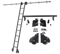 Binario per scala mobile tubo tondo da 3,3-24 piedi, con ruote a rulli per pavimento (senza scale), kit di ferramenta per scale scorrevoli per libreria ufficio in casa e loft(200cm Kit pista)