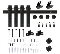 Binario per sistema di porte scorrevoli Homcom per doppie porte in legno Acciaio al carbonio nero