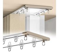 Binario Per Tenda A Soffitto Doppio - 70-600 Cm -Binari Per Tende Per Divisorio In Alluminio Ultrasottile - Dimensioni Personalizzabili(Bianco,100cm/3.2′)