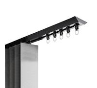 Binario per tenda a V ultra sottile, asta singola per soggiorno o camera da letto, 160 cm, nero, elegante binario per tende da soffitto per arredamento moderno