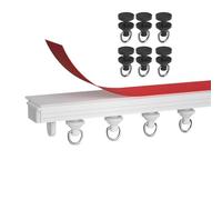 Binario per Tenda Adesivo per Soffitto E Parete, Binario per Tende Arricciate - Installazione A Soffitto E Parete - Movimento Tenda Manuale (NO Corda) - Alluminio - con Rulli Silenziosi (Color : Whit