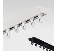 Binario per tenda, asta per tenda da soffitto, divisore per la separazione della stanza, binario per montaggio a parete, montaggio a soffitto, design flessibile e durevole (nero, 530 cm)