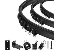 Binario per tenda da soffitto, flessibile e pieghevole, 3,5 m, nero, curvo, binario da soffitto per montaggio a parete, sistema di binario scorrevole per camper, finestra a bovindo, divisorio