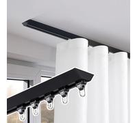 Binario per tenda da soffitto in alluminio a forma di V, per divisorio, nero, 4,2 m (3 x 1,40 m) - ideale per finestre doccia e pareti divisorie