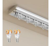 Binario per tenda da soffitto scorrevole con tende oscuranti extra piatto in alluminio, 190 cm, colore bianco, ideale per la decorazione della casa, soluzioni salvaspazio e design d'interni moderno.