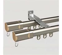 Binario per tenda doppio con venature in finto legno resistente, montaggio a parete, per soggiorno e camera da letto, 5,2 m, elegante finitura marrone