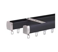 Binario per tenda doppio in alluminio nero, 330 cm, per soggiorno e camera da letto, anti-perdita di luce, facile installazione, design nascosto da 3,3 m