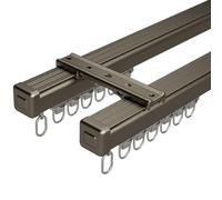 Binario per tenda doppio in alluminio resistente da 5 m, con accessori di montaggio, ideale per docce, camper e altro ancoraElegante finitura color champagne per un arredamento elegante